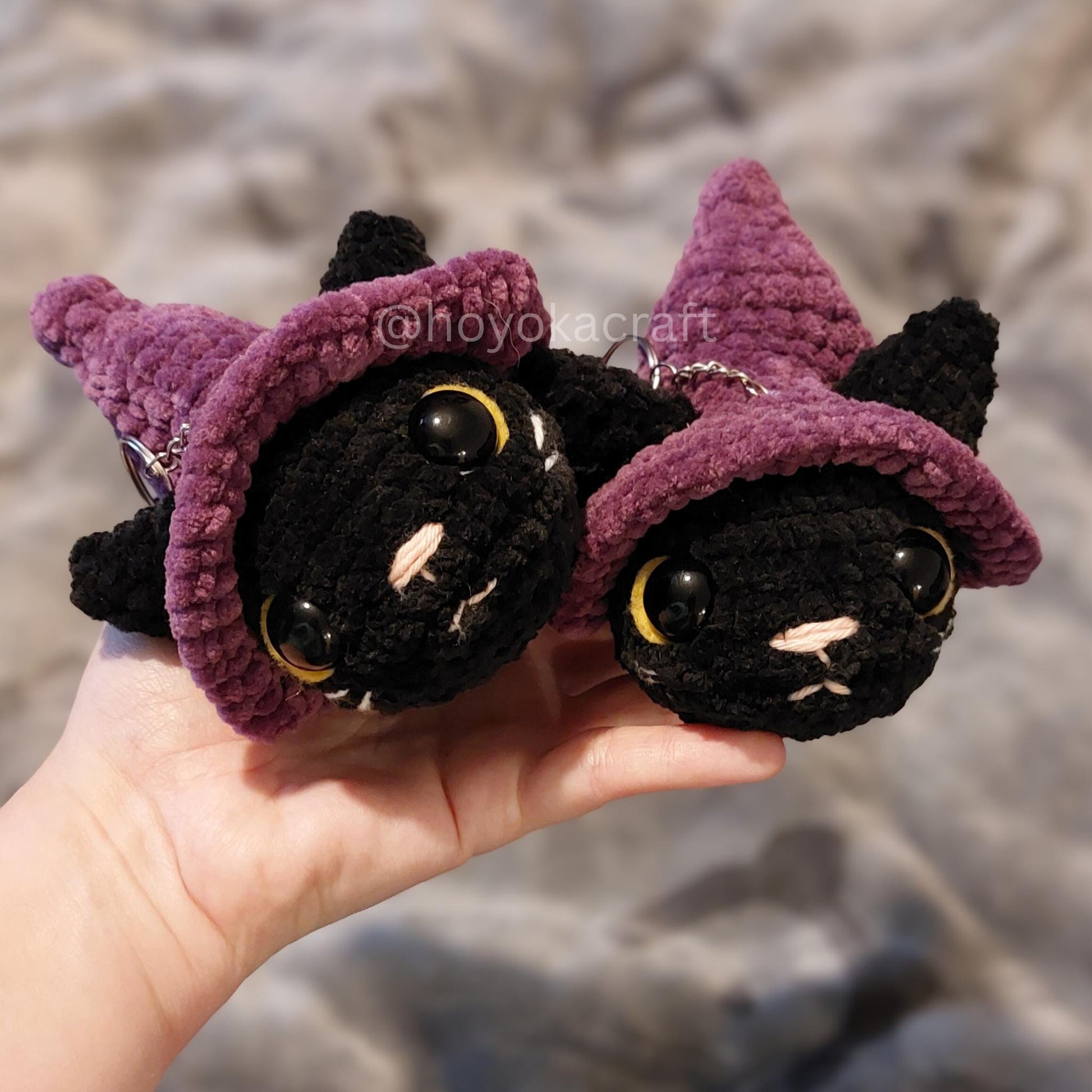 Witchy Cat Crochet Amigurumi Plush Keychain/Bag charm