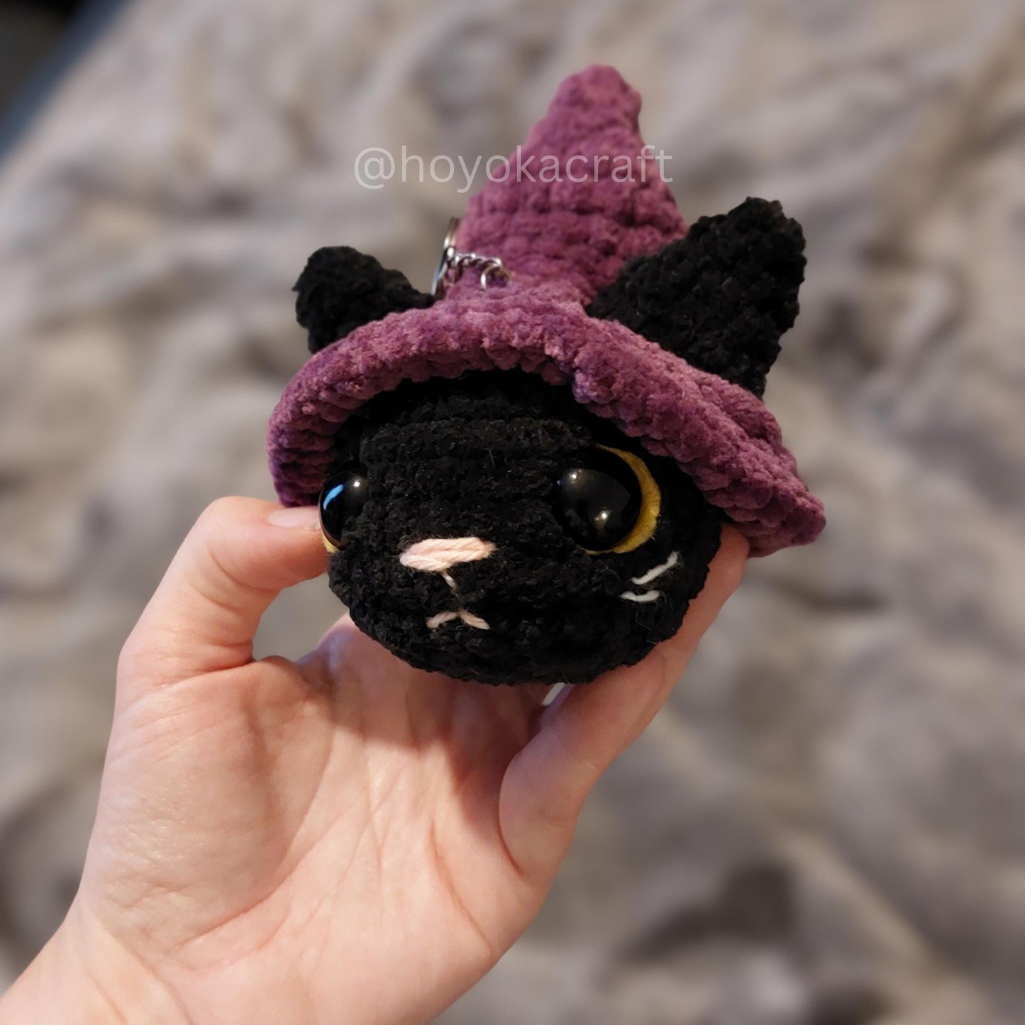 Witchy Cat Crochet Amigurumi Plush Keychain/Bag charm