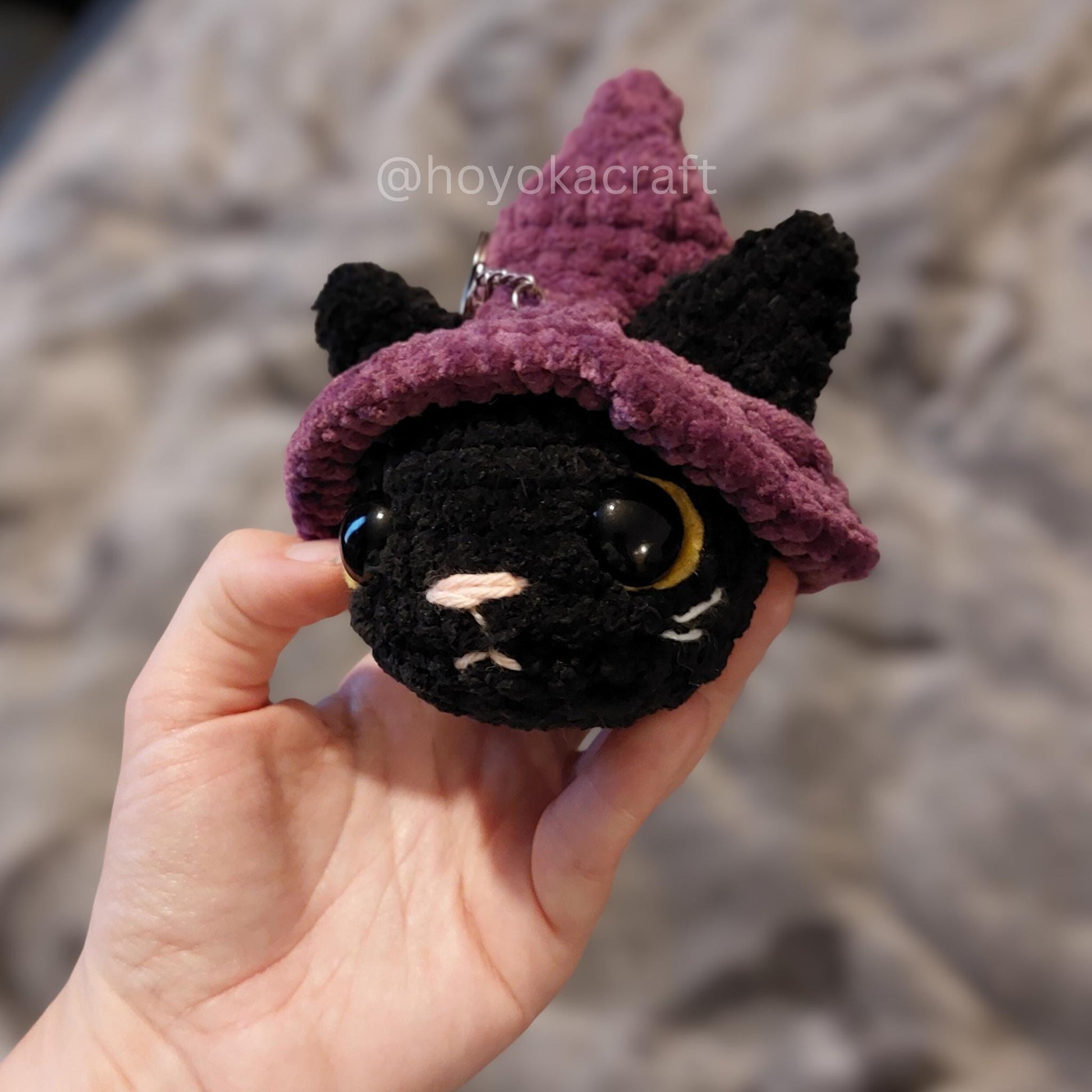 Witchy Cat Crochet Amigurumi Plush Keychain/Bag charm