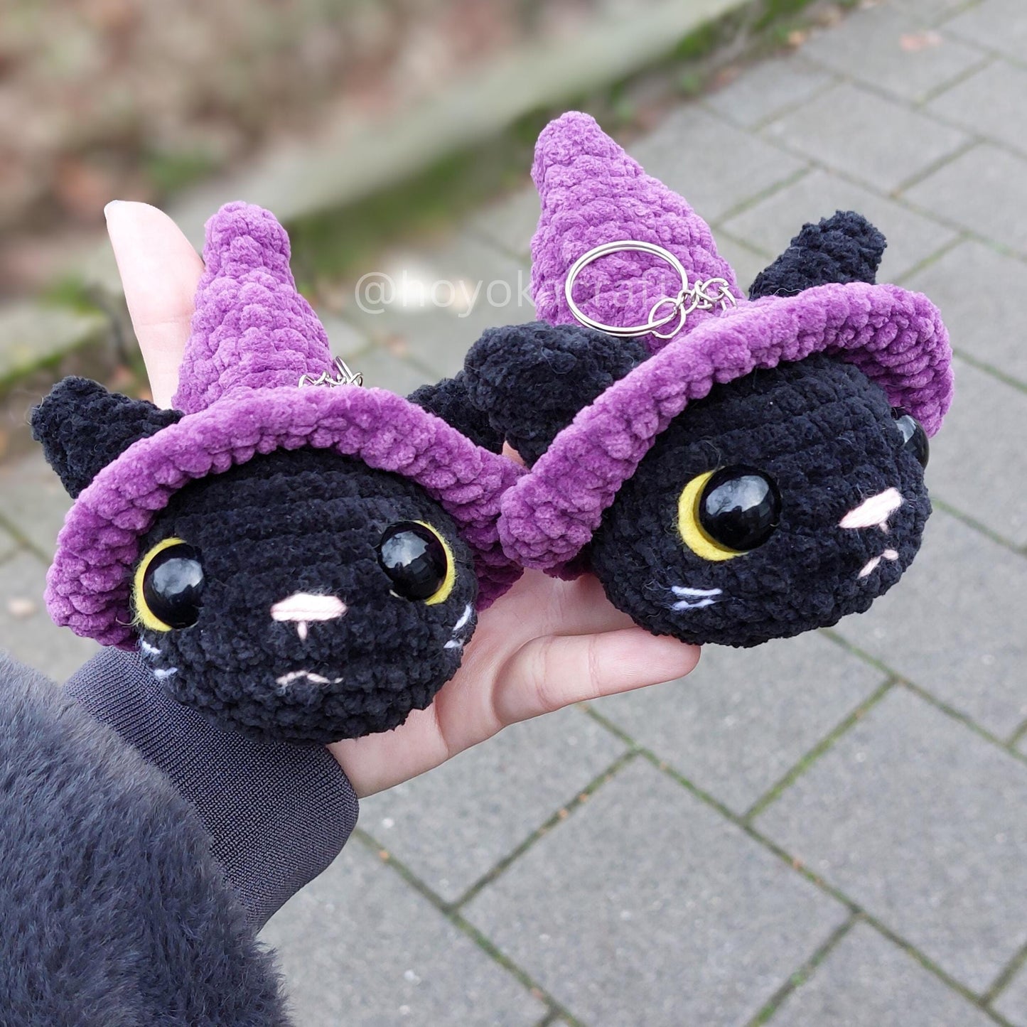 Witchy Cat Crochet Amigurumi Plush Keychain/Bag charm