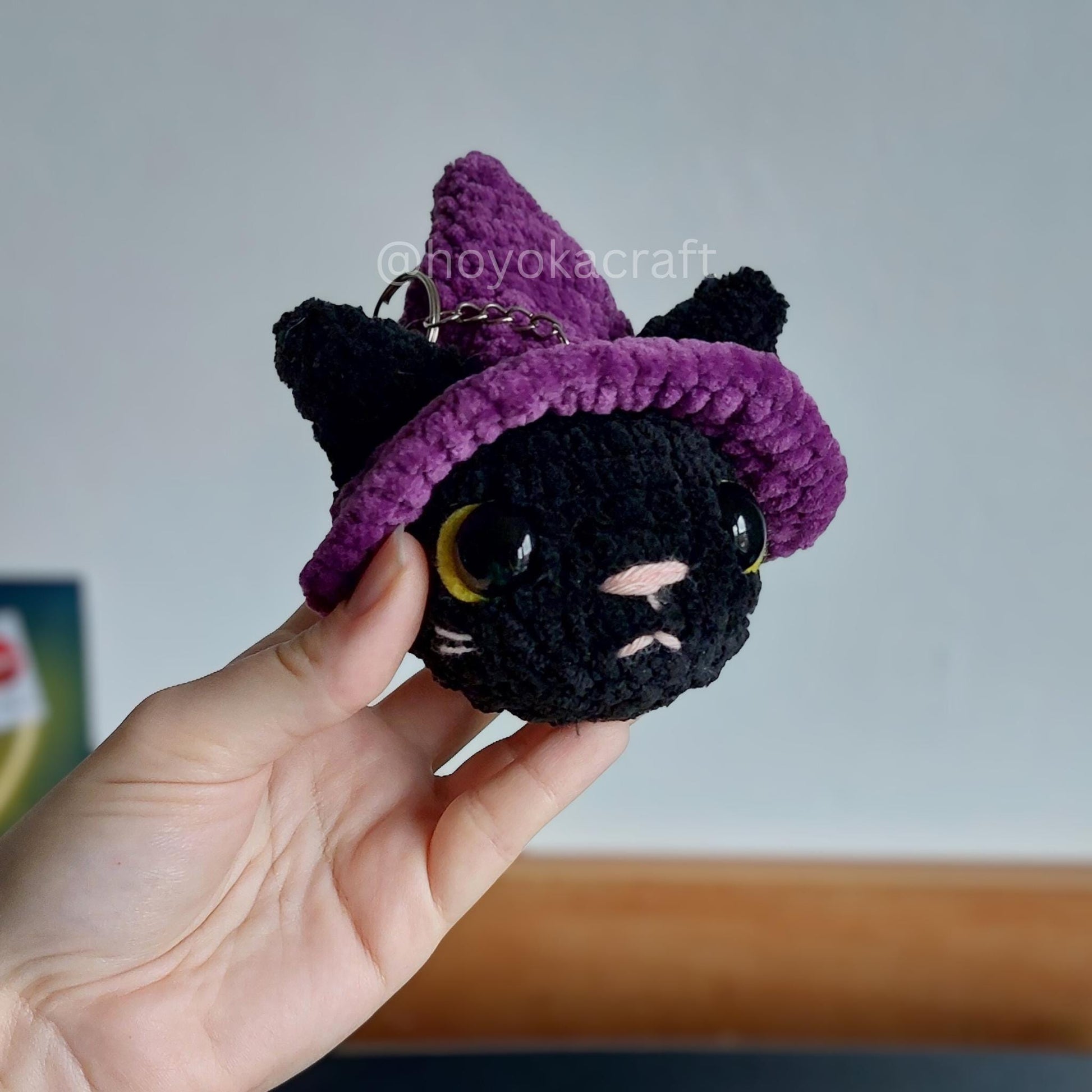 Witchy Cat Crochet Amigurumi Plush Keychain/Bag charm