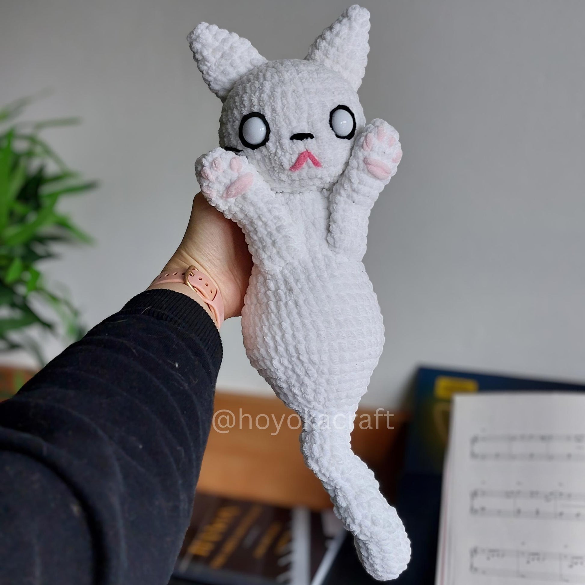 Ghost Kitty Crochet Amigurumi Plush in Removable Witch Hat - 2 colors