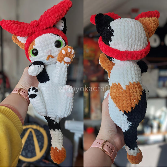 Heart Calico Cat Crochet Amigurumi Plush with Removable Ribbon
